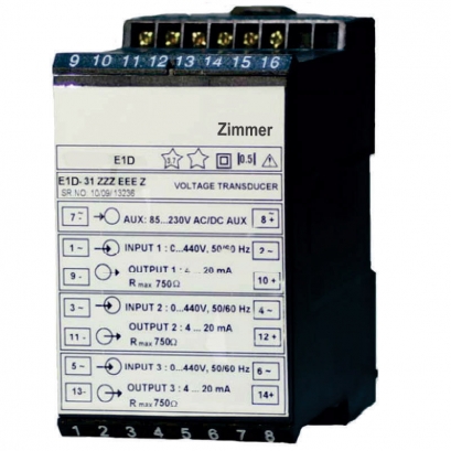 ترانسدیوسر و ترانسمیتر ولتاژی و جریانی سه فاز E1D زیمــر  ترانسدیوسر و ترانسمیتر ولتاژی و جریانی سه فاز E1D زیمــر